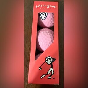 New Pink Life Is Good “Jake” Golf Balls - 1 Box of 3 - New -